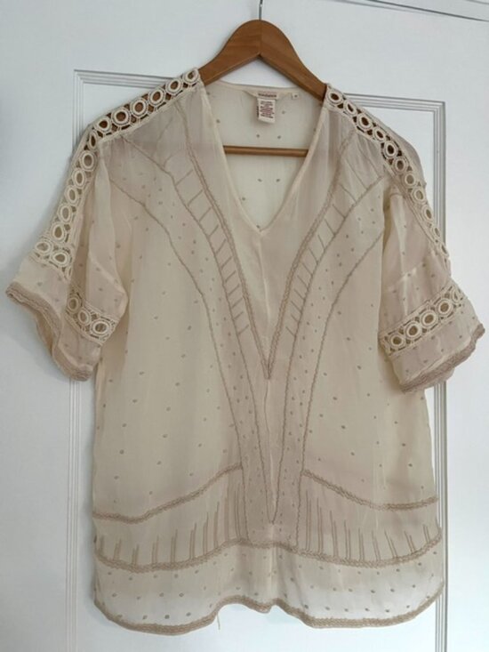 Sundance Tops - Sundance Swiss Dot Crochet Top in Ivory| Size Small